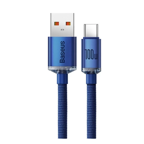 Baseus Crystal Shine USB / USB-C töltő- és adatkábel, 100W, 2m, kék
