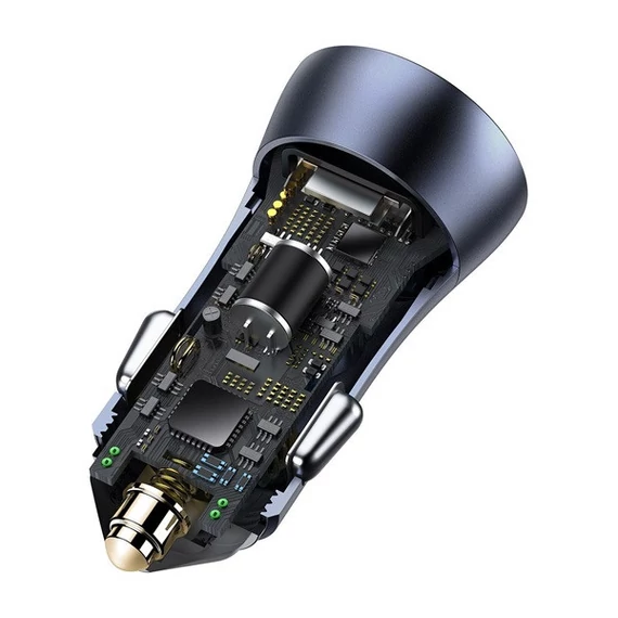 Baseus Golden Contactor Pro autós szivargyújtó töltő, 2xUSB, 40W, szürke
