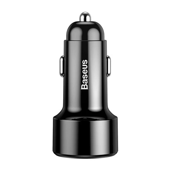 Baseus Magic autós szivargyújtó töltő, USB-A + USB-C QC 4.0 PD, 45W, fekete