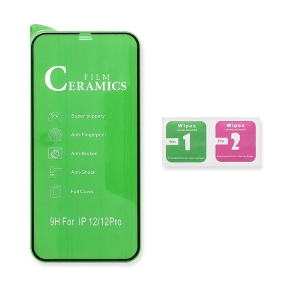 Apple iPhone 14 Pro Max, Full Glue Ceramic hajlított tempered glass kijelzővédő üvegfólia, fekete