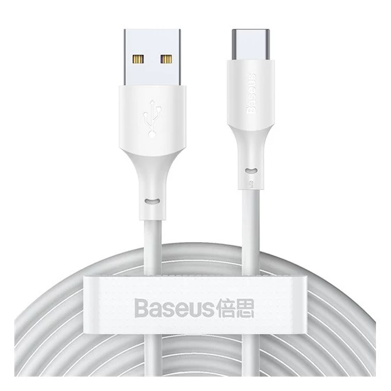 Baseus Simple Wisdom USB / USB-C töltő- és adatkábel, 1,5m, fehér (2db)