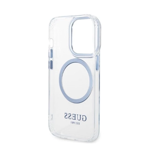 Guess Metal Outline Magsafe Apple iPhone 14 Pro hátlap tok, kék