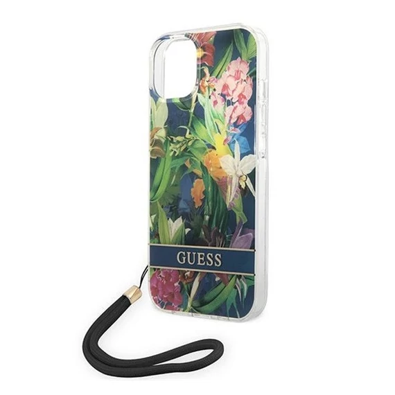 Guess Flower Strap Apple iPhone 14 Plus hátlap tok, kék