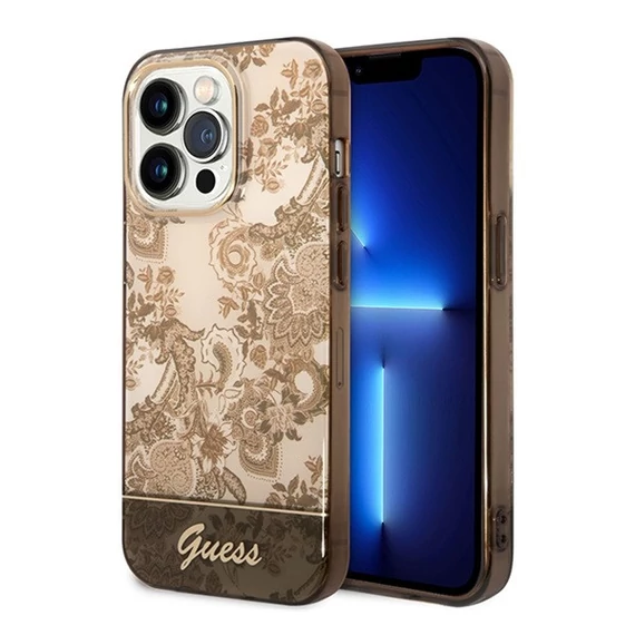 Guess Porcelain Collection Apple iPhone 14 Pro hátlap tok, arany