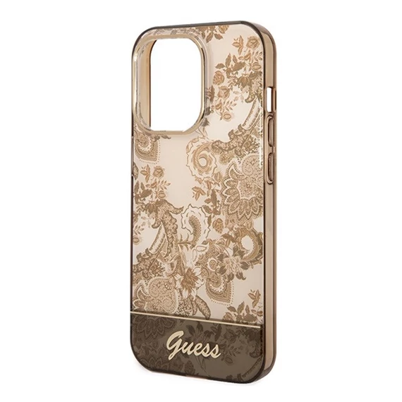 Guess Porcelain Collection Apple iPhone 14 Pro hátlap tok, arany