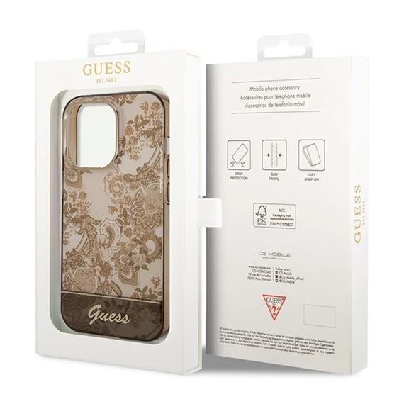 Guess Porcelain Collection Apple iPhone 14 Pro hátlap tok, arany