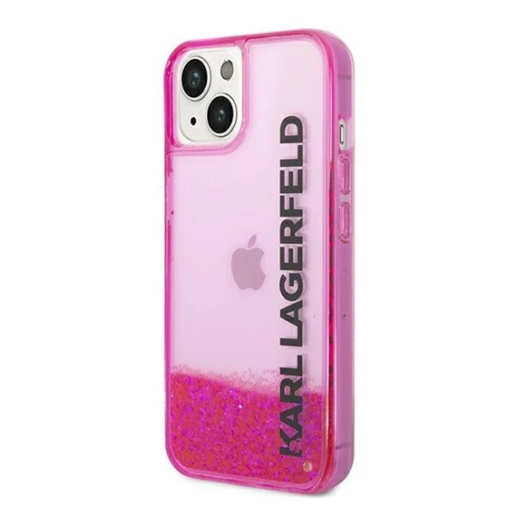 Karl Lagerfeld Liquid Glitter Elong Apple iPhone 14 Plus hátlap tok, rózsaszín