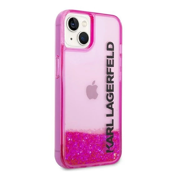 Karl Lagerfeld Liquid Glitter Elong Apple iPhone 14 Plus hátlap tok, rózsaszín