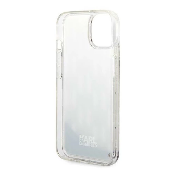 Karl Lagerfeld Liquid Glitter Monogram Apple iPhone 14 Plus hátlap tok, ezüst