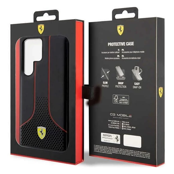 Ferrari Perforated 296 P Samsung Galaxy S23 Ultra hátlap tok, fekete