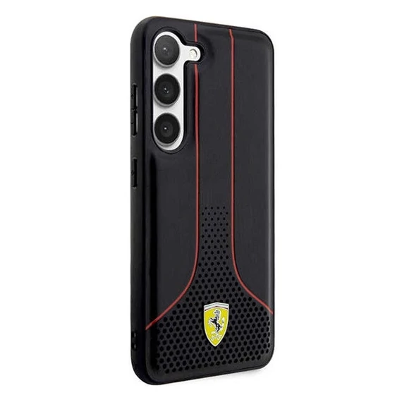 Ferrari Perforated 296 P Samsung Galaxy S23+ hátlap tok, fekete