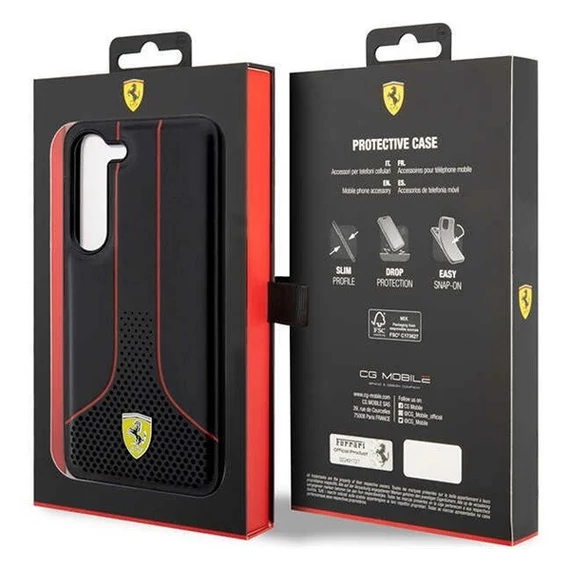 Ferrari Perforated 296 P Samsung Galaxy S23+ hátlap tok, fekete