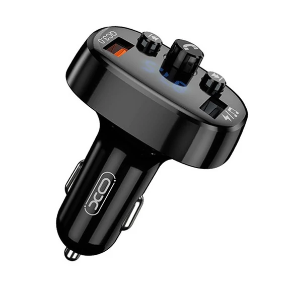 XO BCC03 autós szivargyújtó gyorstöltő és Bluetooth FM transzmitter, 2xUSB, 18W, fekete