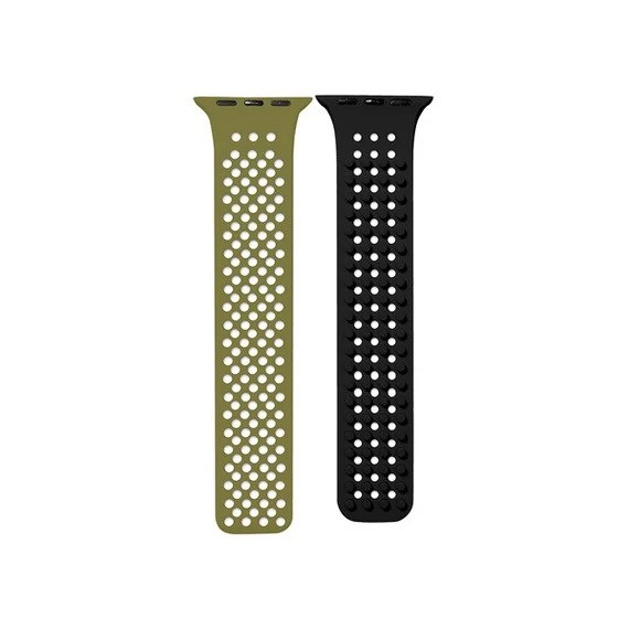 Phoner Spike Apple Watch szilikon szíj, 49/45/44/42mm, zöld/fekete
