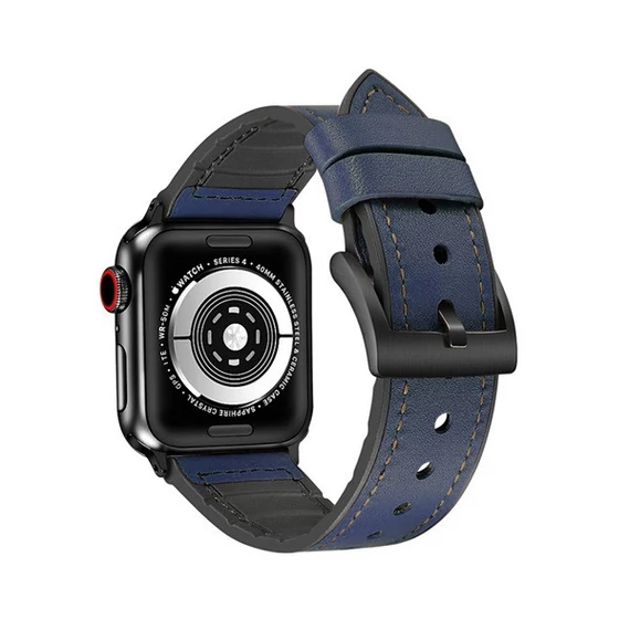 Phoner Stitch Apple Watch műbőr/szilikon szíj, 49/45/44/42mm, éjkék