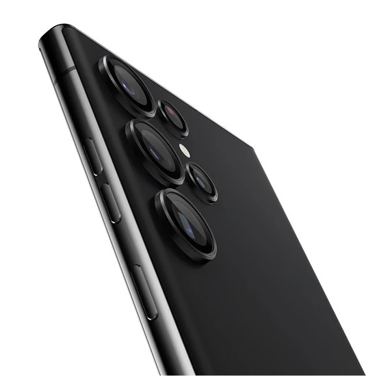 Spigen Ez Fit Optik Samsung Galaxy S23 Ultra Tempered kamera lencse fólia felhelyező kerettel, fekete (2db)