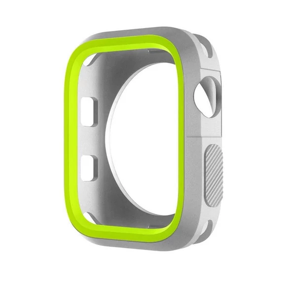 Phoner Twin Apple Watch szilikon tok, 45mm, ezüst/zöld