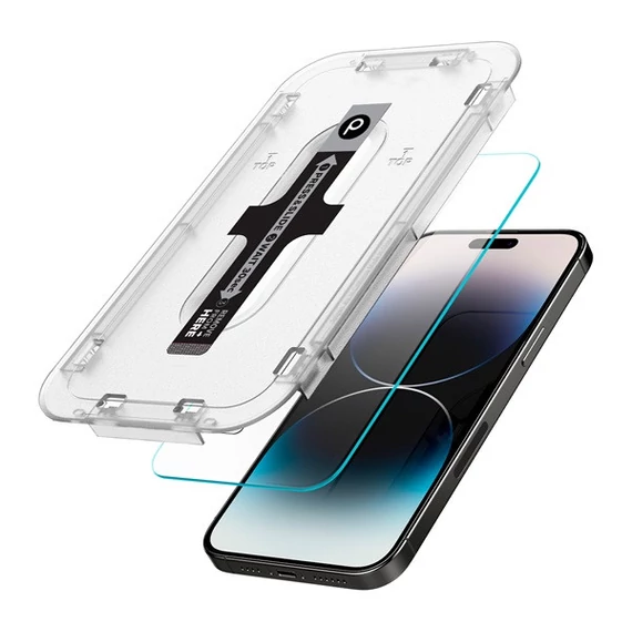 Phoner Mag Pack Apple iPhone 14 Plus Magsafe tok, átlátszó + Master Clear Felhelyező keretes Tempered fólia