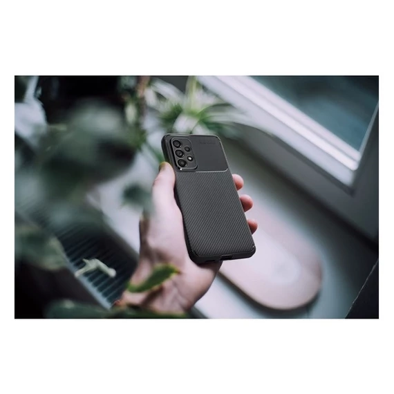 Forcell Carbon Premium Samsung Galaxy A34 5G karbon mintás szilikon tok, fekete