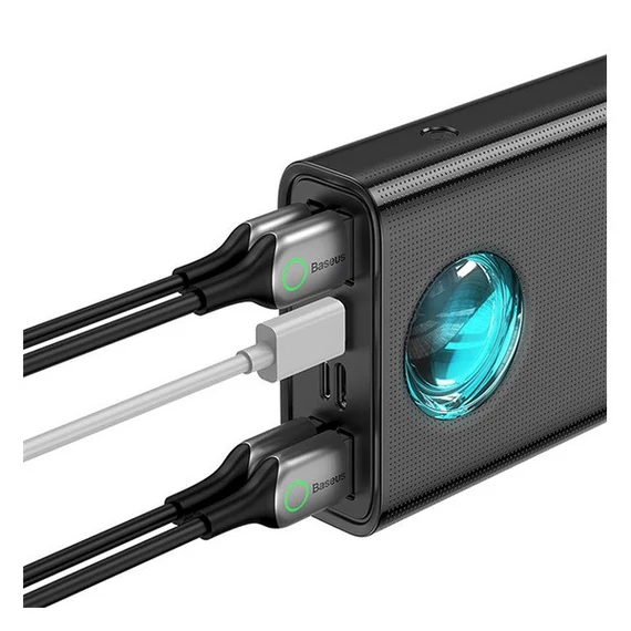 Baseus Amblight Power bank / külső akkumulátor, 30000mAh, 4xUSB, USB-C, 65W, fekete
