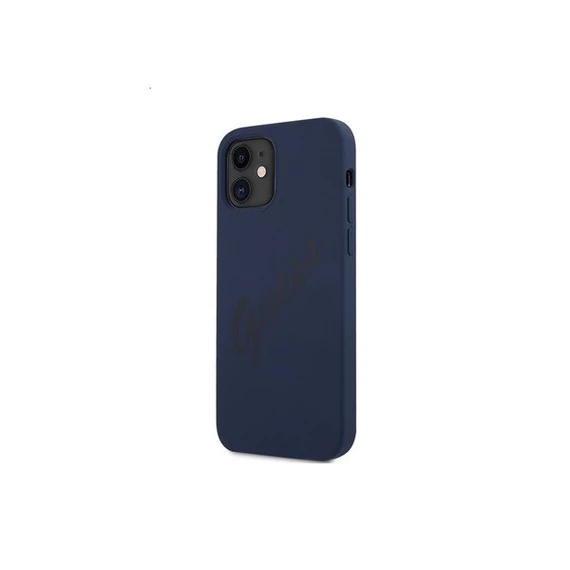 Guess Silicone Vintage Apple iPhone 12 mini hátlap tok, kék