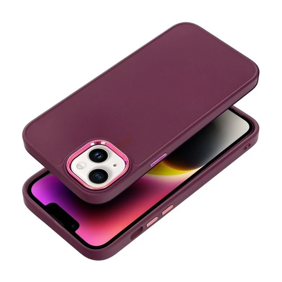Frame Apple iPhone 14 Plus közepesen ütésálló tok kameravédő kerettel, lila