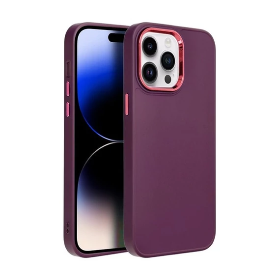 Frame Apple iPhone 14 Pro Max közepesen ütésálló tok kameravédő kerettel, lila