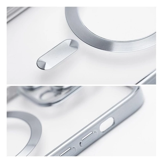Electro Mag Apple iPhone 14 Pro Max MagSafe szilikon tok kameravédő-lencsével, ezüst