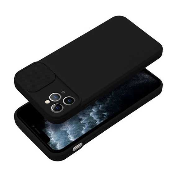 Slide Apple iPhone 11 Pro Max, kameravédős szilikon tok, fekete