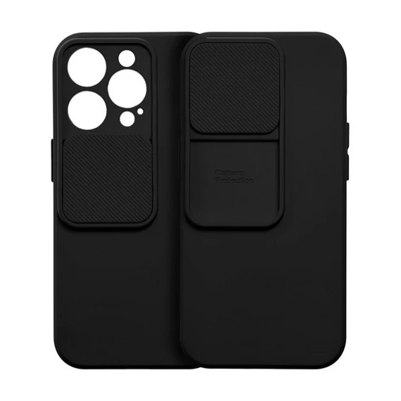 Slide Apple iPhone 11 Pro Max, kameravédős szilikon tok, fekete