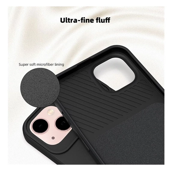 Slide Apple iPhone 11 Pro Max, kameravédős szilikon tok, fekete