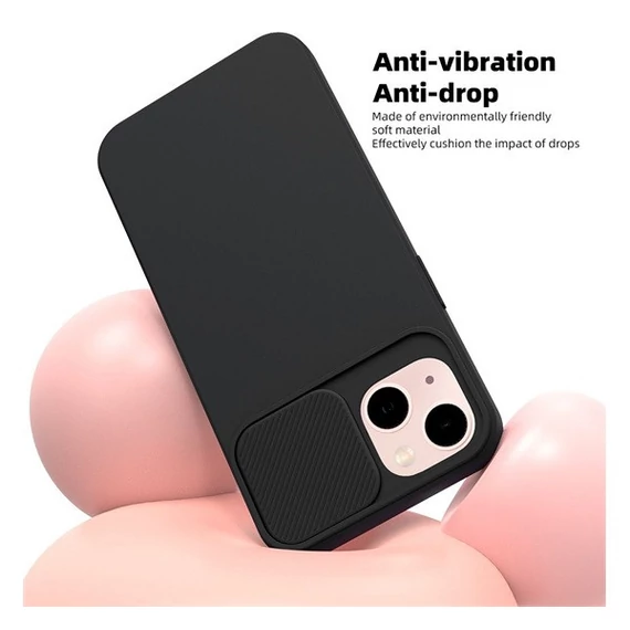 Slide Apple iPhone 11 Pro Max, kameravédős szilikon tok, fekete