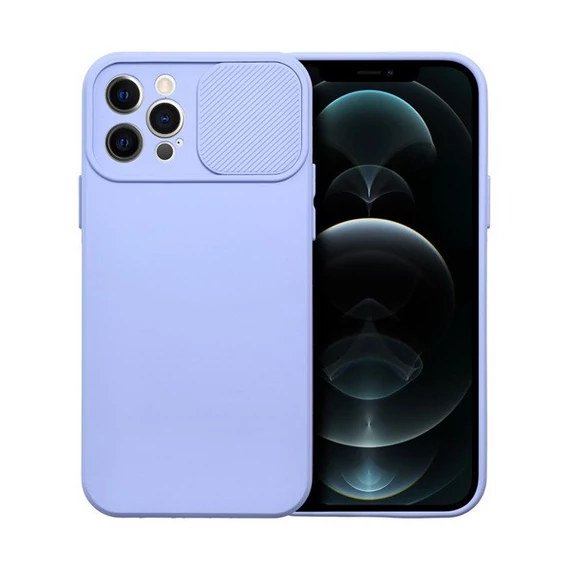 Slide Apple iPhone 12 Pro, kameravédős szilikon tok, levendula