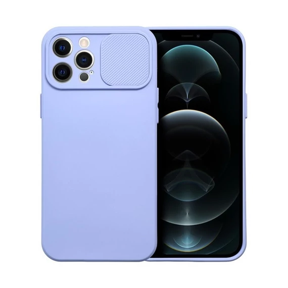 Slide Apple iPhone 12 Pro Max, kameravédős szilikon tok, levendula