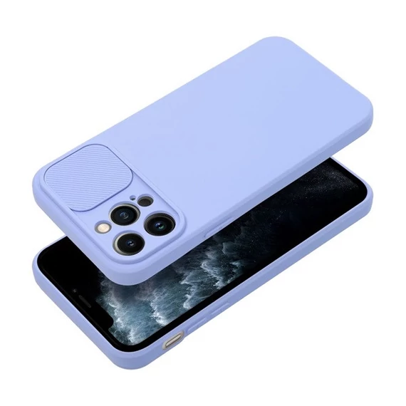 Slide Apple iPhone 12 Pro Max, kameravédős szilikon tok, levendula