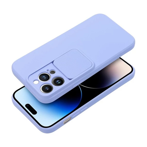 Slide Apple iPhone 13 Pro Max, kameravédős szilikon tok, levendula
