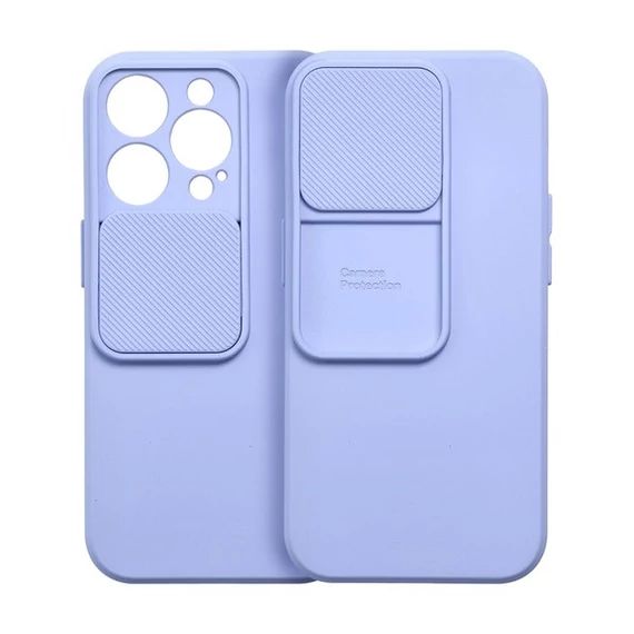 Slide Apple iPhone 14 Plus, kameravédős szilikon tok, levendula