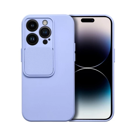 Slide Apple iPhone 14 Pro, kameravédős szilikon tok, levendula