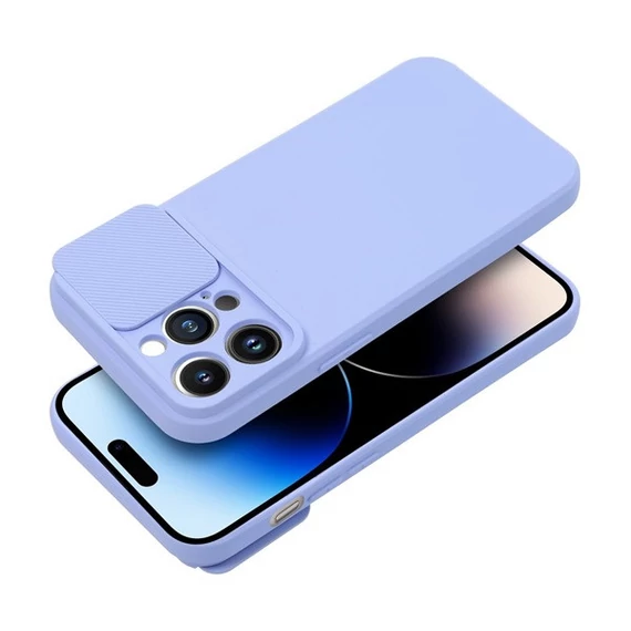 Slide Apple iPhone 14 Pro Max, kameravédős szilikon tok, levendula
