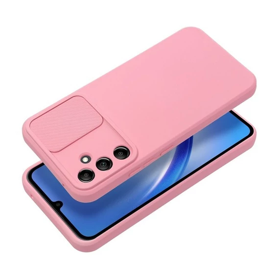 Slide Samsung Galaxy A34 5G, kameravédős szilikon tok, rózsaszín