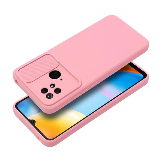 Slide Xiaomi Redmi 10C, kameravédős szilikon tok, rózsaszín