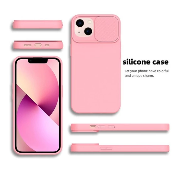 Slide Xiaomi Redmi 10C, kameravédős szilikon tok, rózsaszín