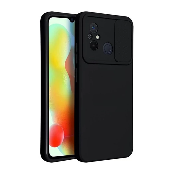 Slide Xiaomi Redmi 12C, kameravédős szilikon tok, fekete