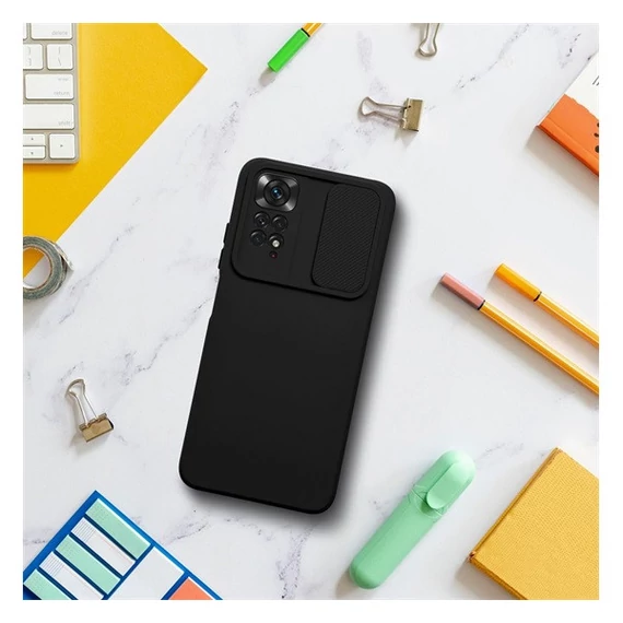 Slide Xiaomi Redmi 9C, kameravédős szilikon tok, fekete