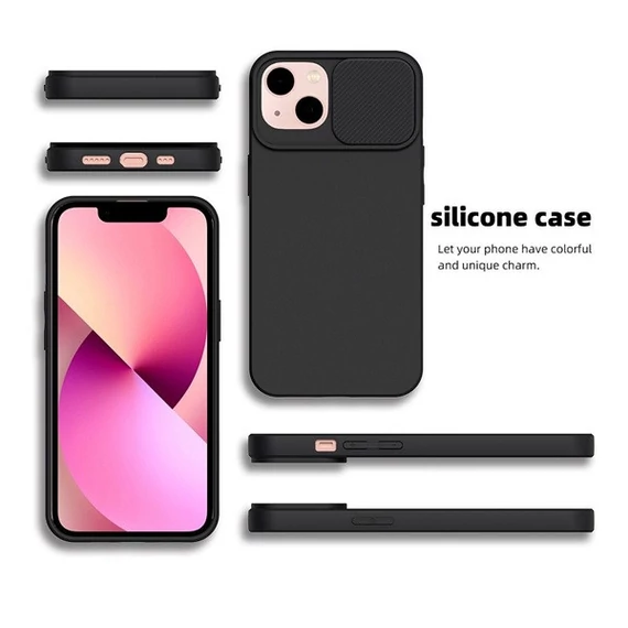 Slide Xiaomi Redmi Note 12 5G, kameravédős szilikon tok, fekete
