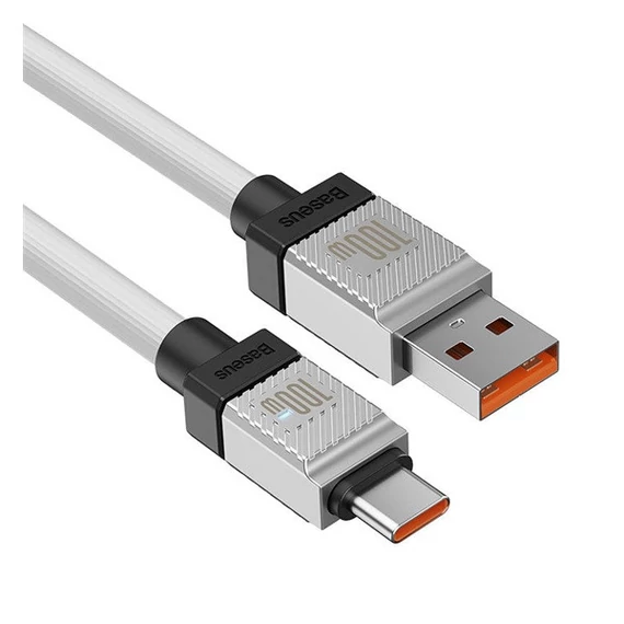 Baseus CoolPlay USB / USB-C töltő- és adatkábel, 100W, 2m, fehér