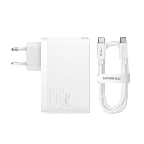 Baseus GaN5 Pro hálózati töltő 2xUSB-C + USB-A, 140W, fehér