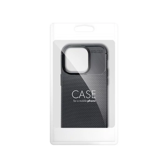 Forcell Carbon Premium hátlap tok Apple iPhone 15 Plus karbon mintás szilikon tok, fekete