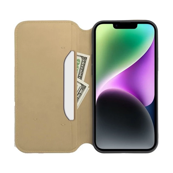 Dual Pocket Apple iPhone 15 Plus flip tok, arany