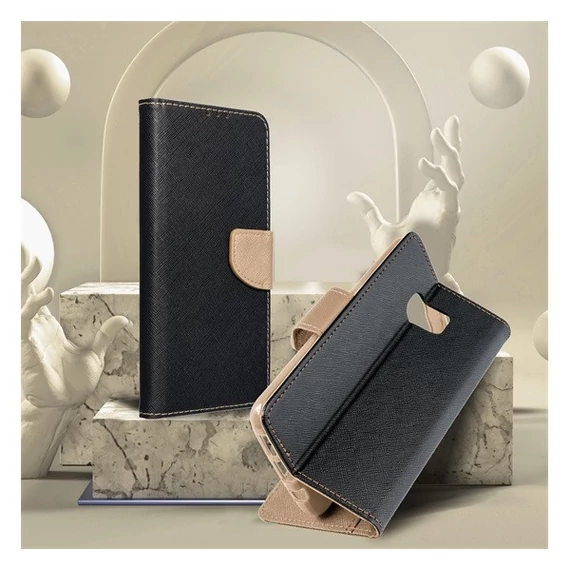 Fancy Apple iPhone 15 flip tok, fekete/ arany